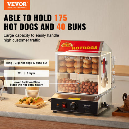 Hot Dog Steamer With Bun Warmer