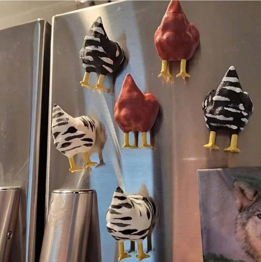 Three Cute Chicken Butt Fridge Magnets