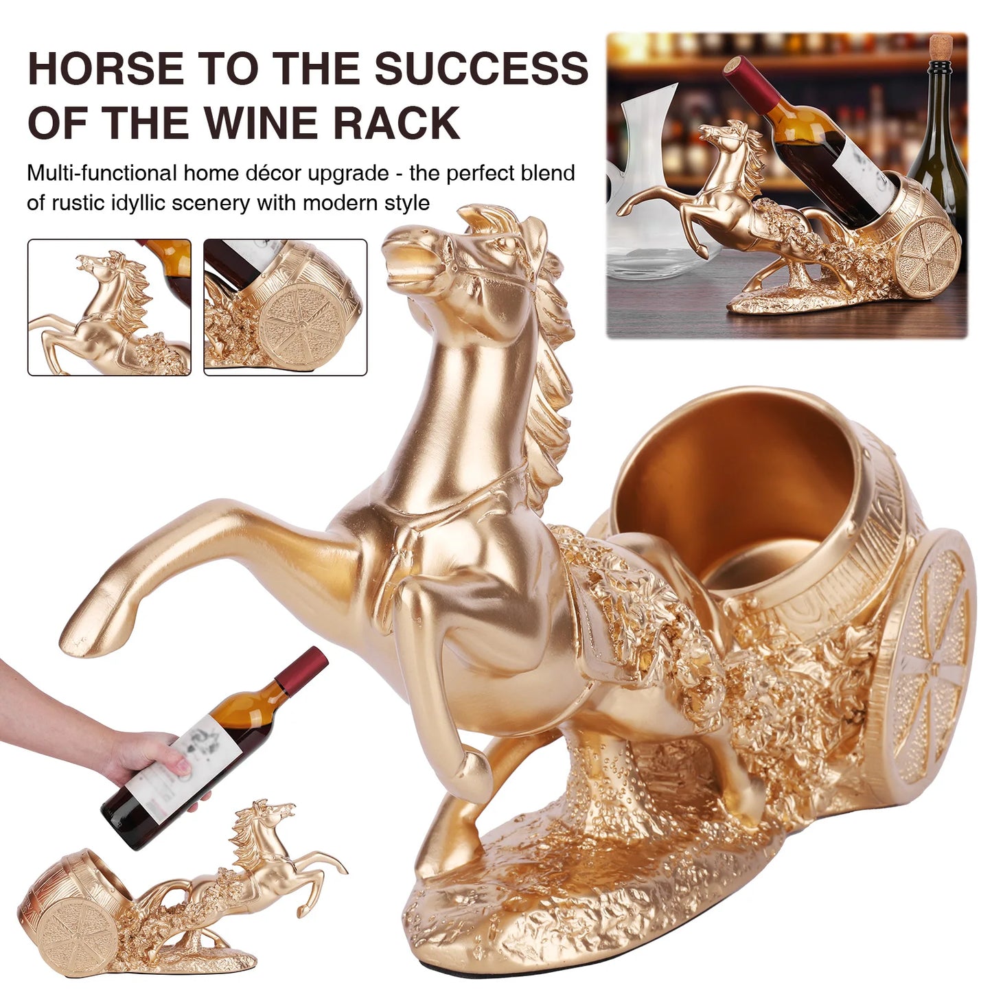 Brown Horse Sculpture Wine Rack