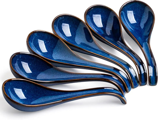 6-Piece Ceramic Deep Soup Spoons Set