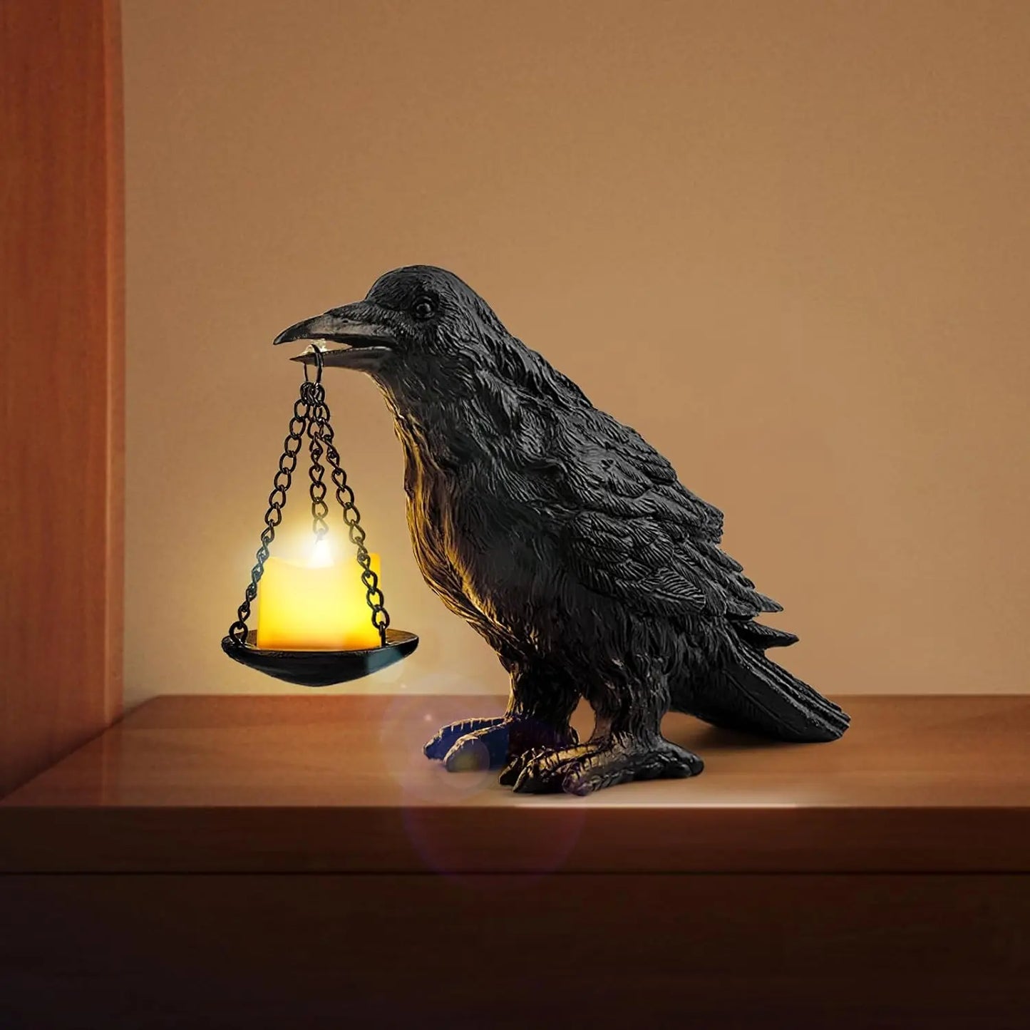 Gothic Crow Lamp With Tealight Holder