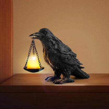 Gothic Crow Lamp With Tealight Holder