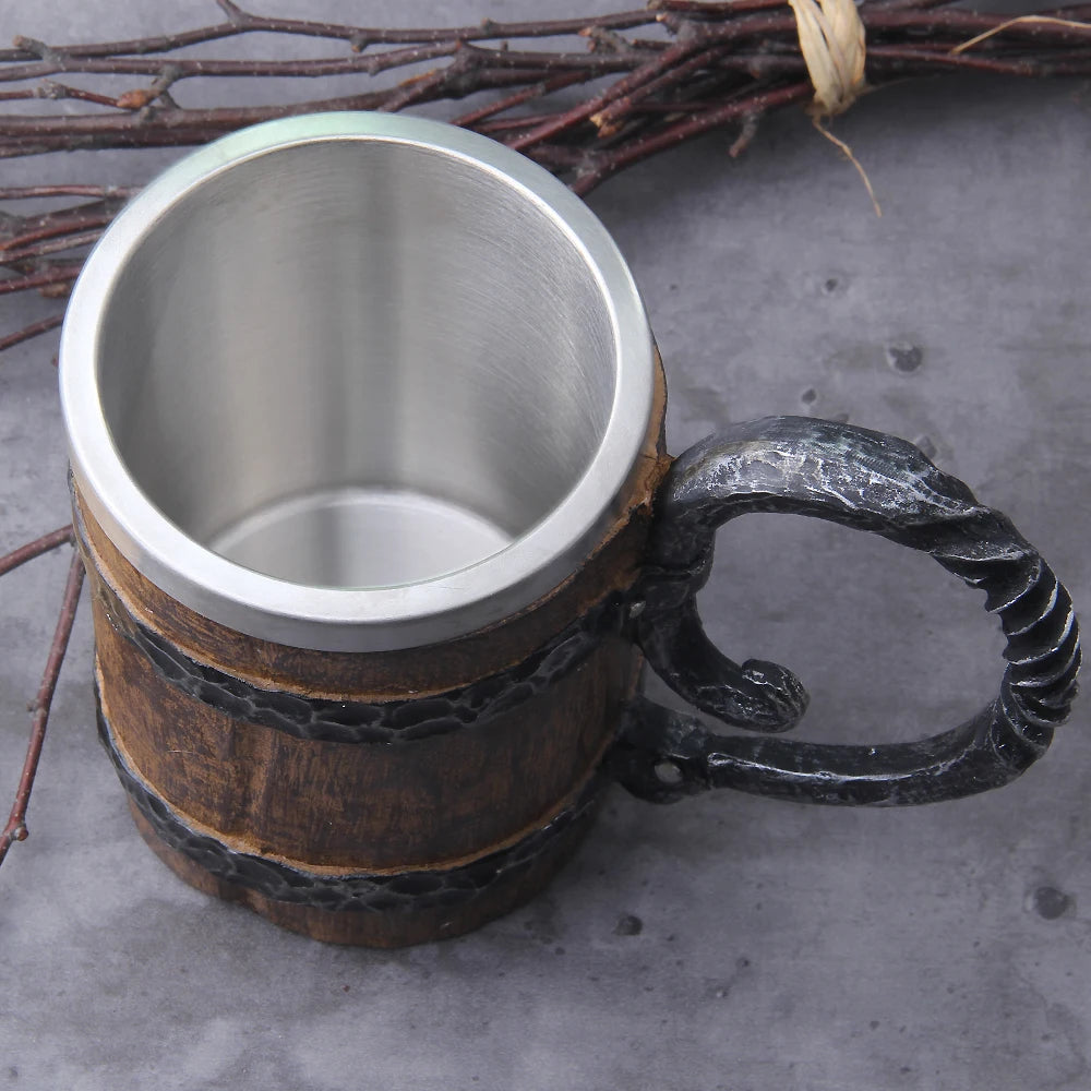 Viking Wood Style Beer Mug