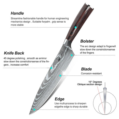 Stainless Steel Chef Knife Set With Bag