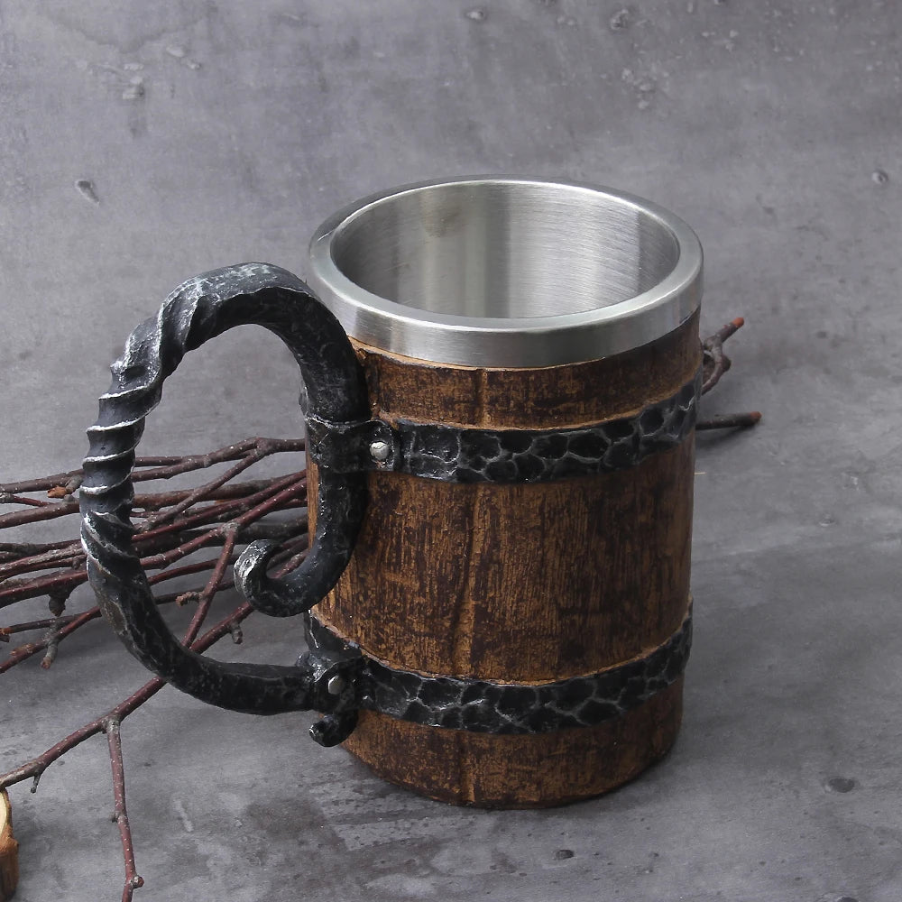 Viking Wood Style Beer Mug