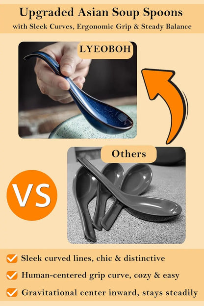 6-Piece Ceramic Deep Soup Spoons Set