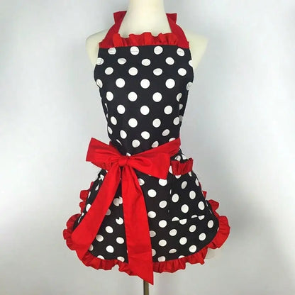 Retro Polka Dot Apron With Pockets