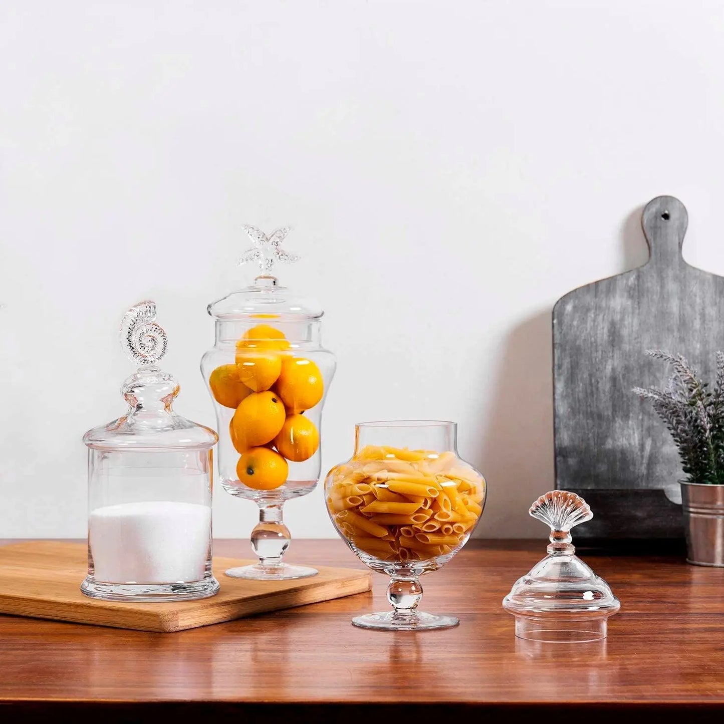 Apothecary Jars With Seashell Lids
