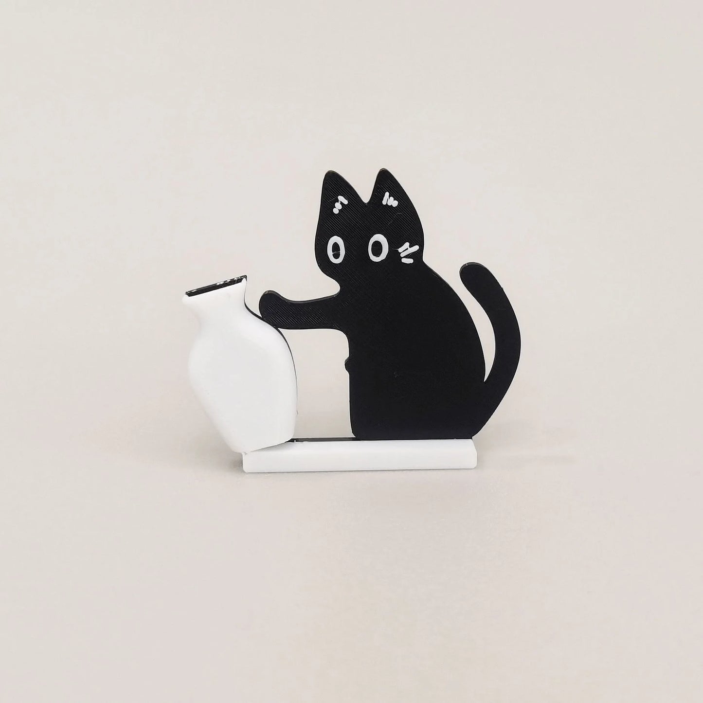 Refrigerator Magnets Black Cat Pushing Vase