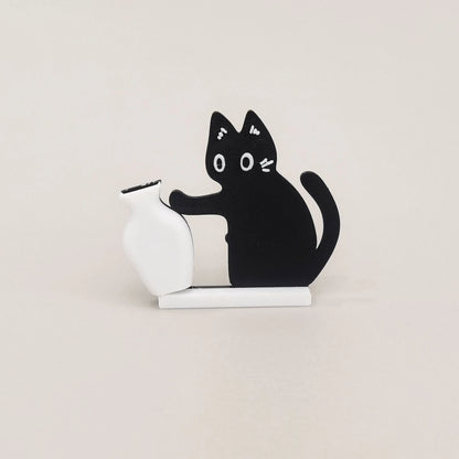 Refrigerator Magnets Black Cat Pushing Vase