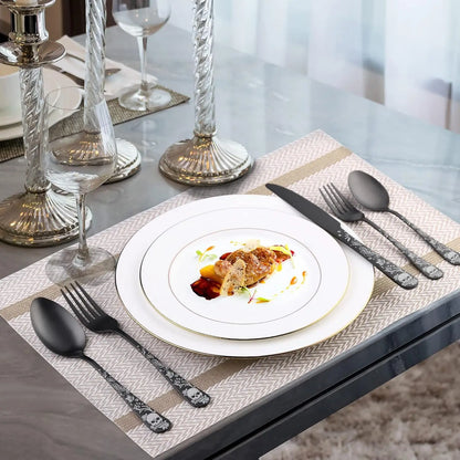 Black Skull Pattern Flatware Set For Eight