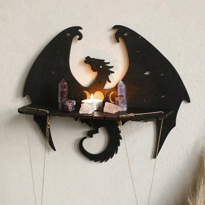 Gothic Wooden Dragon Wall Shelf