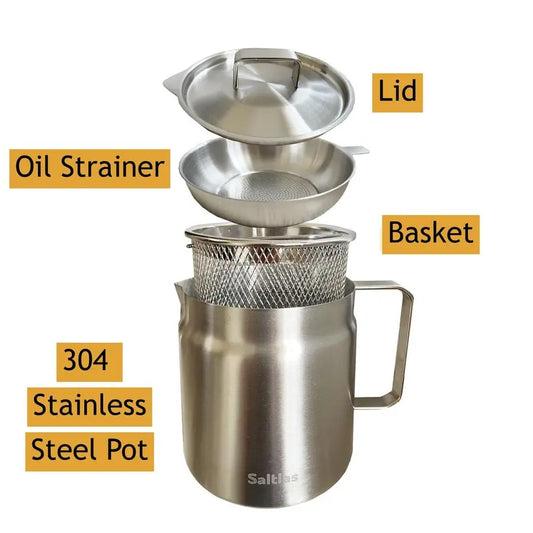 Fryer Pot with Basket and Oil Strainer