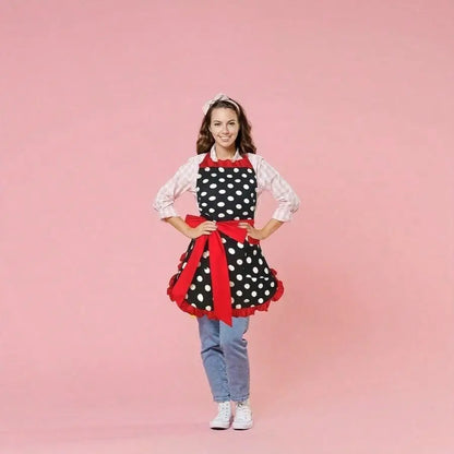 Retro Polka Dot Apron With Pockets