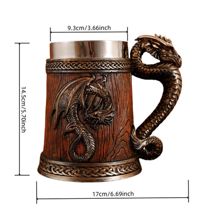 Medieval Large Dragon Barrel Beer Tankard