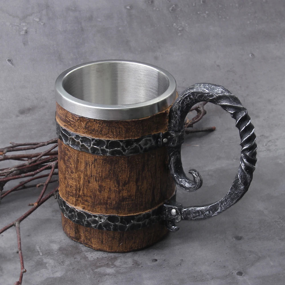 Viking Wood Style Beer Mug