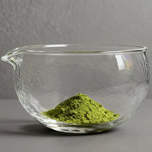 Handmade Textured Glass Matcha Bowl With Spout