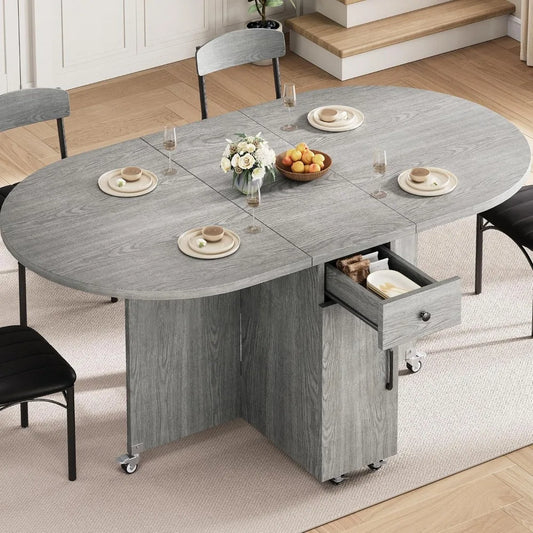 Foldable Dining Table With Storage Drawer