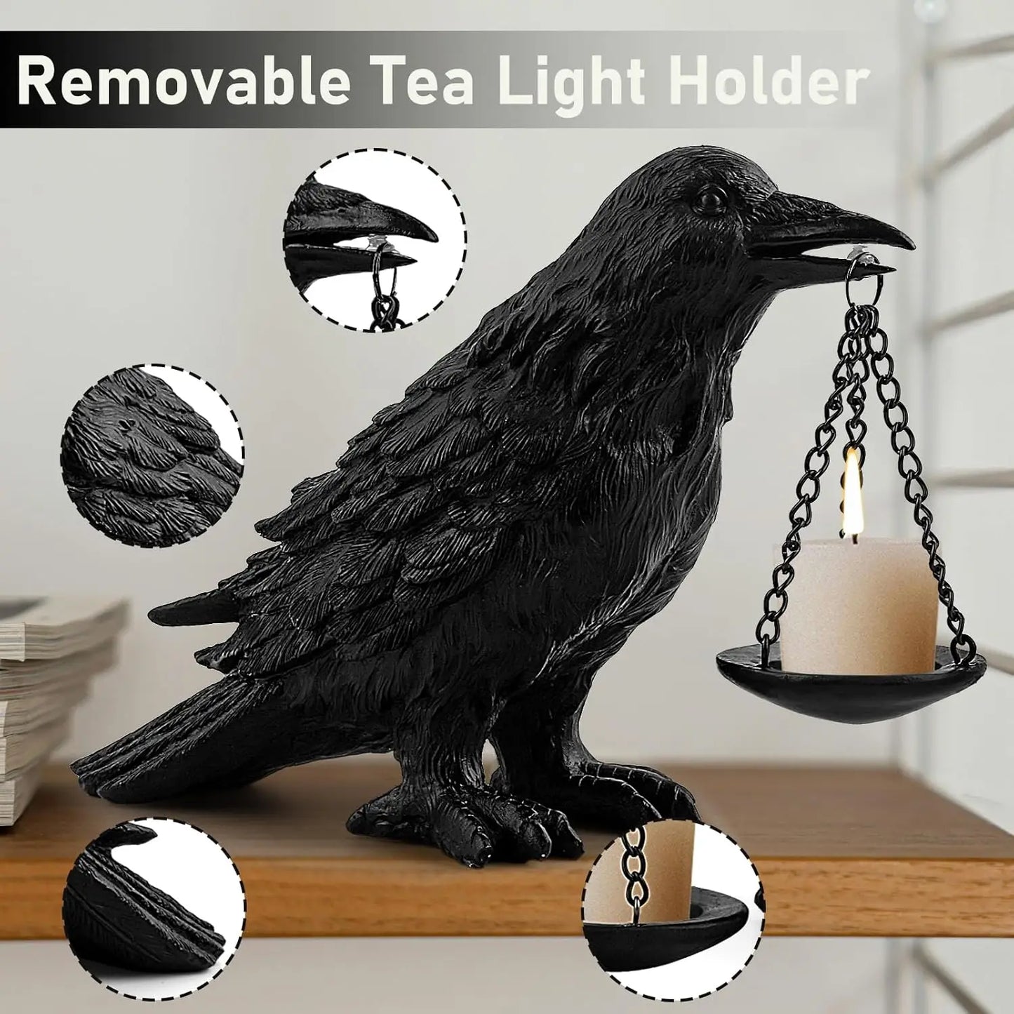 Gothic Crow Lamp With Tealight Holder