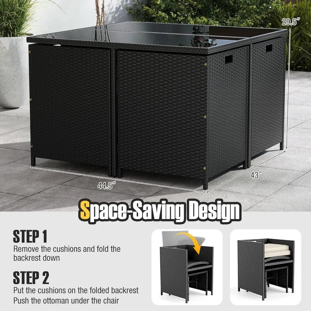 Space Saving Wicker Sectional Conversation Set