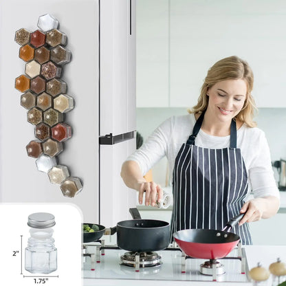Hexagon Magnetic Glass Spice Jars