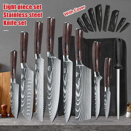 Stainless Steel Chef Knife Set With Bag