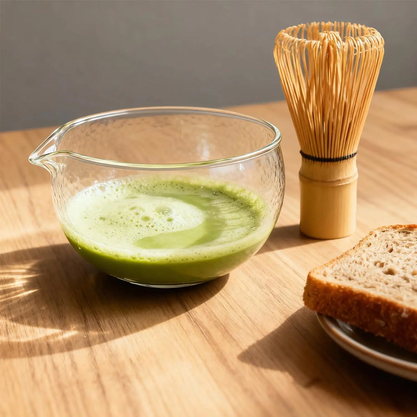 Handmade Textured Glass Matcha Bowl With Spout