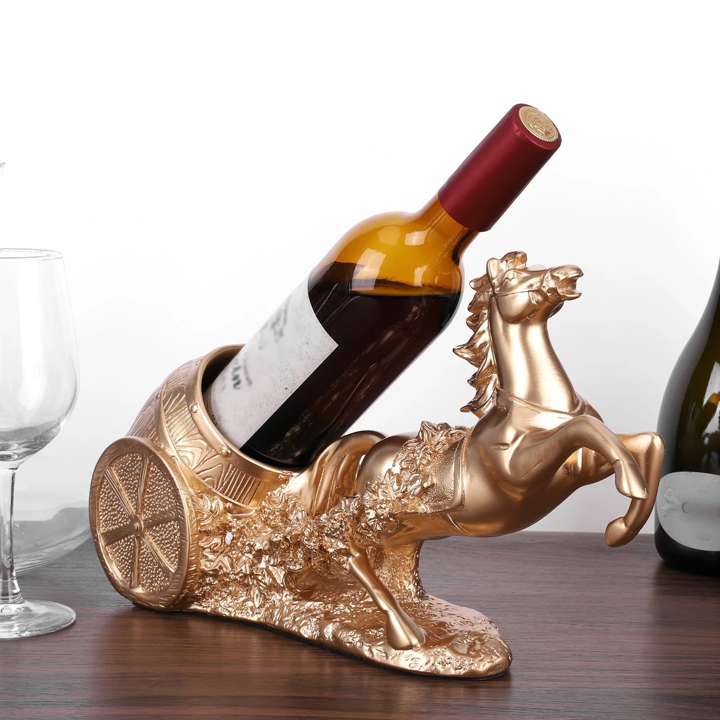 Brown Horse Sculpture Wine Rack