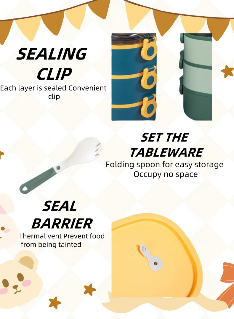 Bento Lunch Box Stackable Three Layer