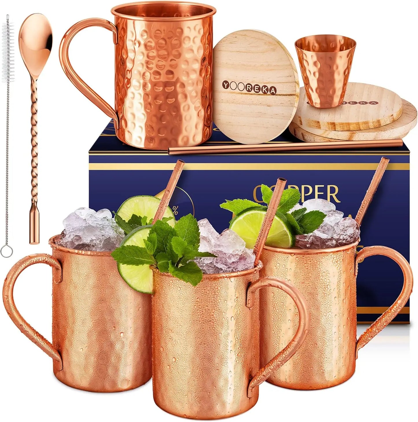 Handcrafted Copper Moscow Mule Mug Set