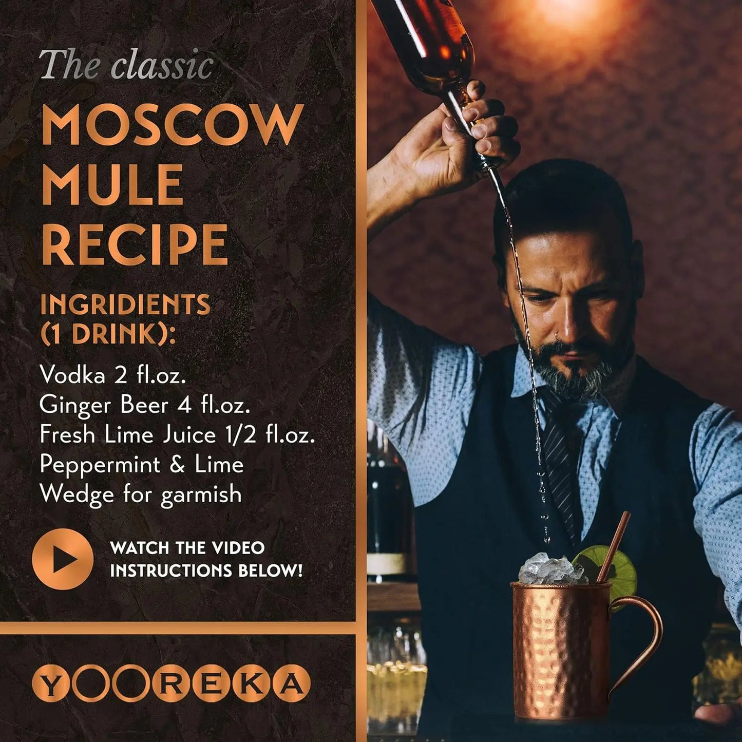 Handcrafted Copper Moscow Mule Mug Set