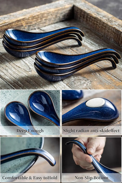 6-Piece Ceramic Deep Soup Spoons Set
