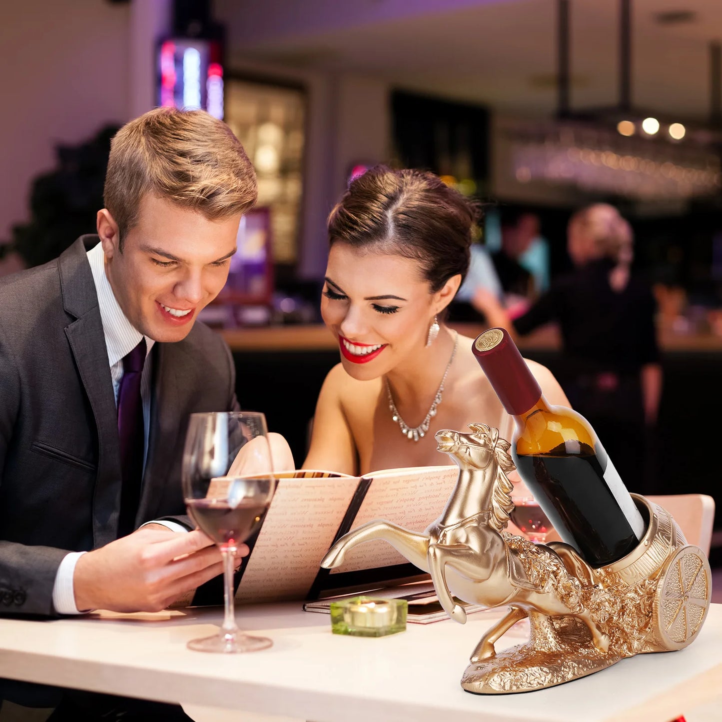 Brown Horse Sculpture Wine Rack