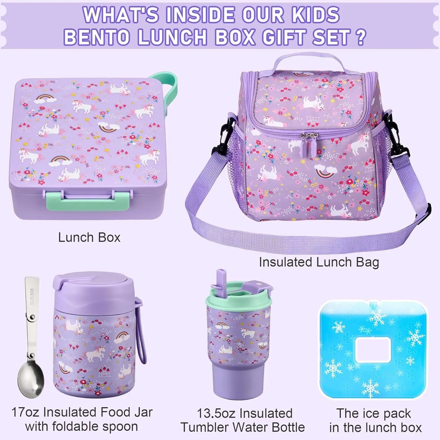 Kids Insulated Lunch Box Set with Thermos
