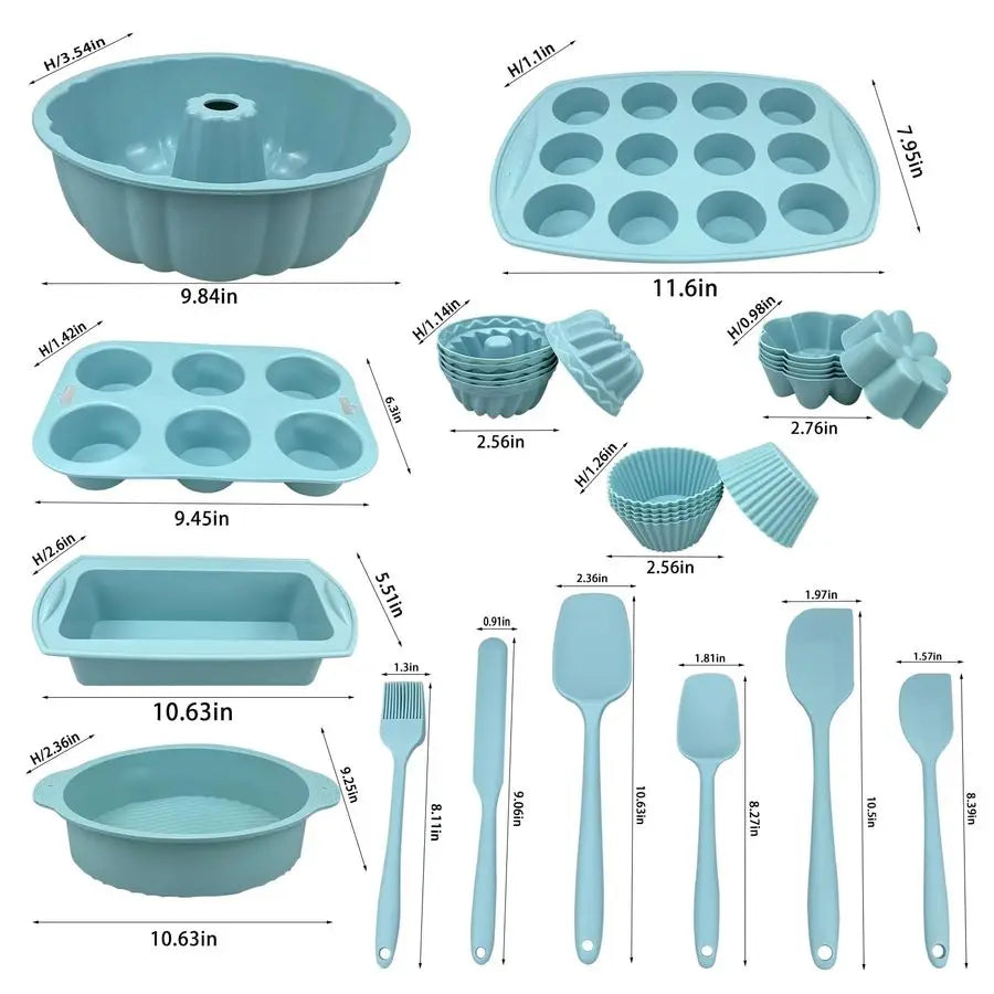 Silicone Baking Set With Mini Cake Pans