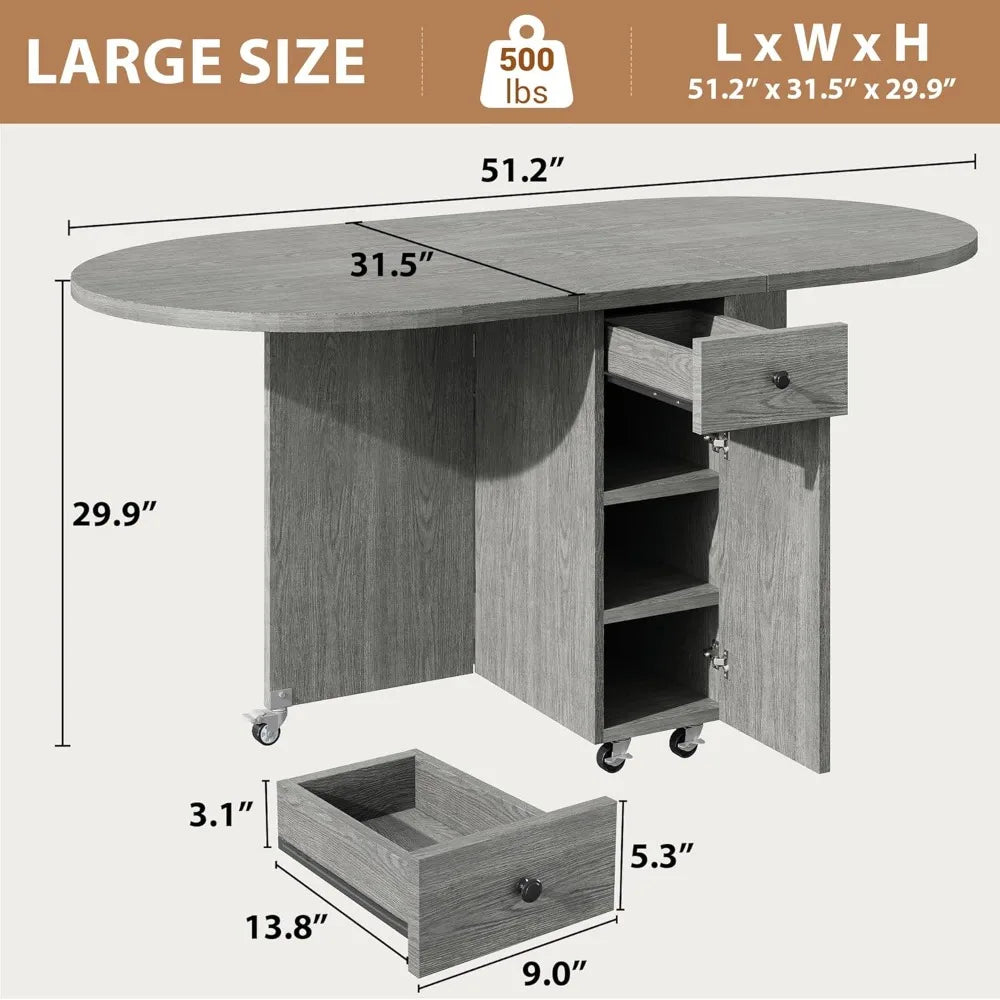 Foldable Dining Table With Storage Drawer