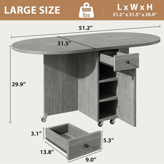 Foldable Dining Table With Storage Drawer