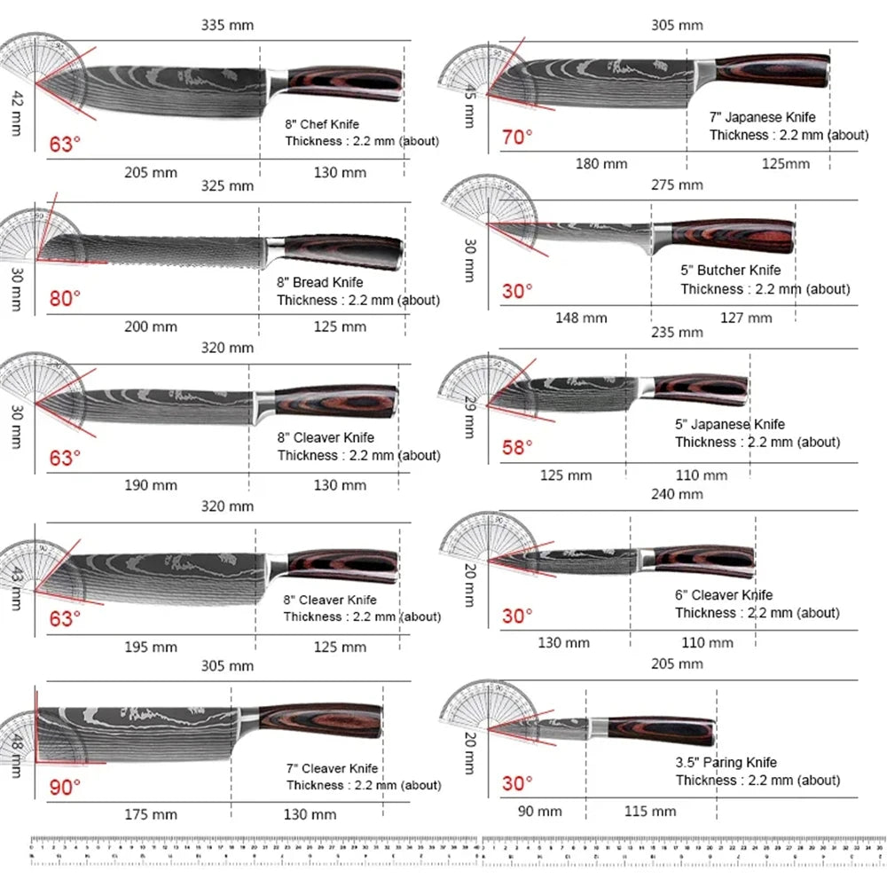 Stainless Steel Chef Knife Set With Bag