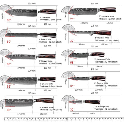 Stainless Steel Chef Knife Set With Bag